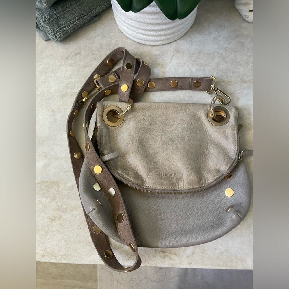 Hammitt “Corey” Taupe Crossbody Bag with brushed Gold Accents - Picture 2 of 12